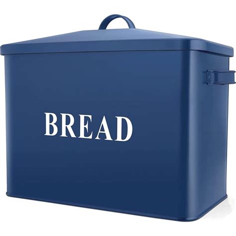 metal box navy blue|P&P CHEF Navy Blue Farmhouse Bread Box for Kitchen .